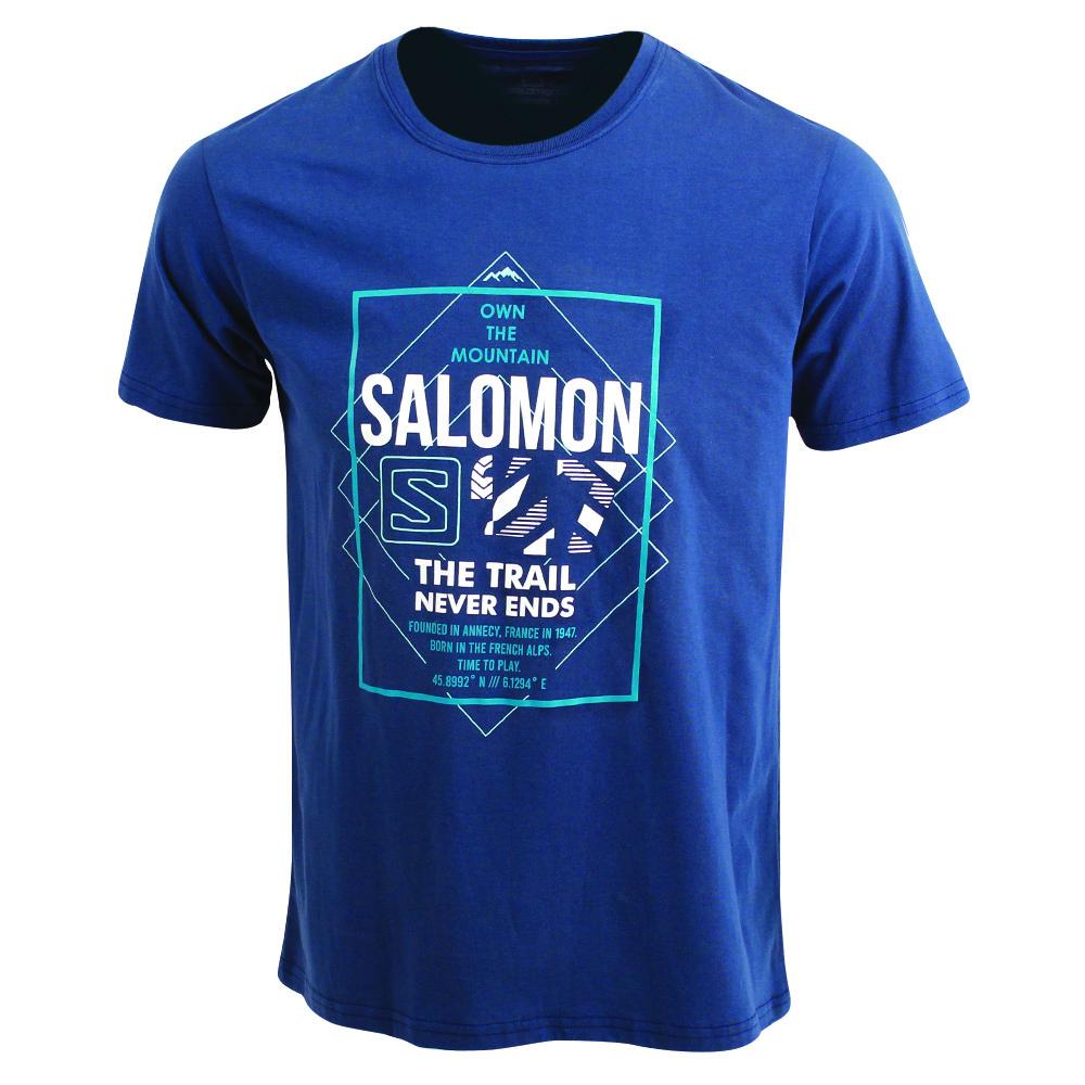 SALOMON FORT SS M Philippines - Men's Tee Shirt - Dark Denim | 209843-BRX